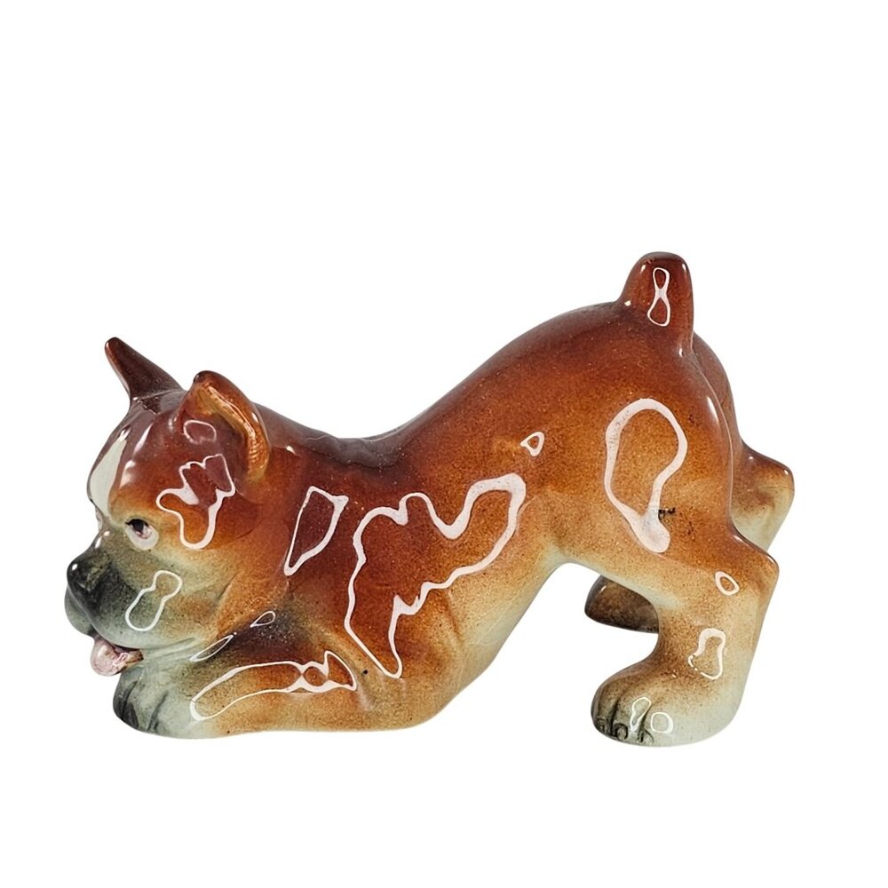 Vintage Goebel Germany Crouching Boxer Dog Figurine CH568 AS IS